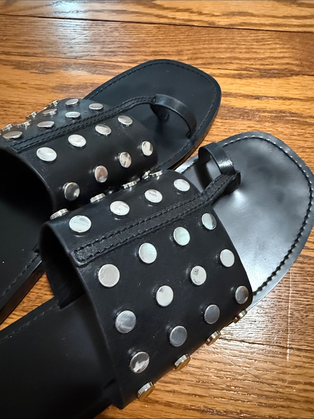Stud-Embellished Black Slide Sandals Womens from Zara - Picture 7 of 8